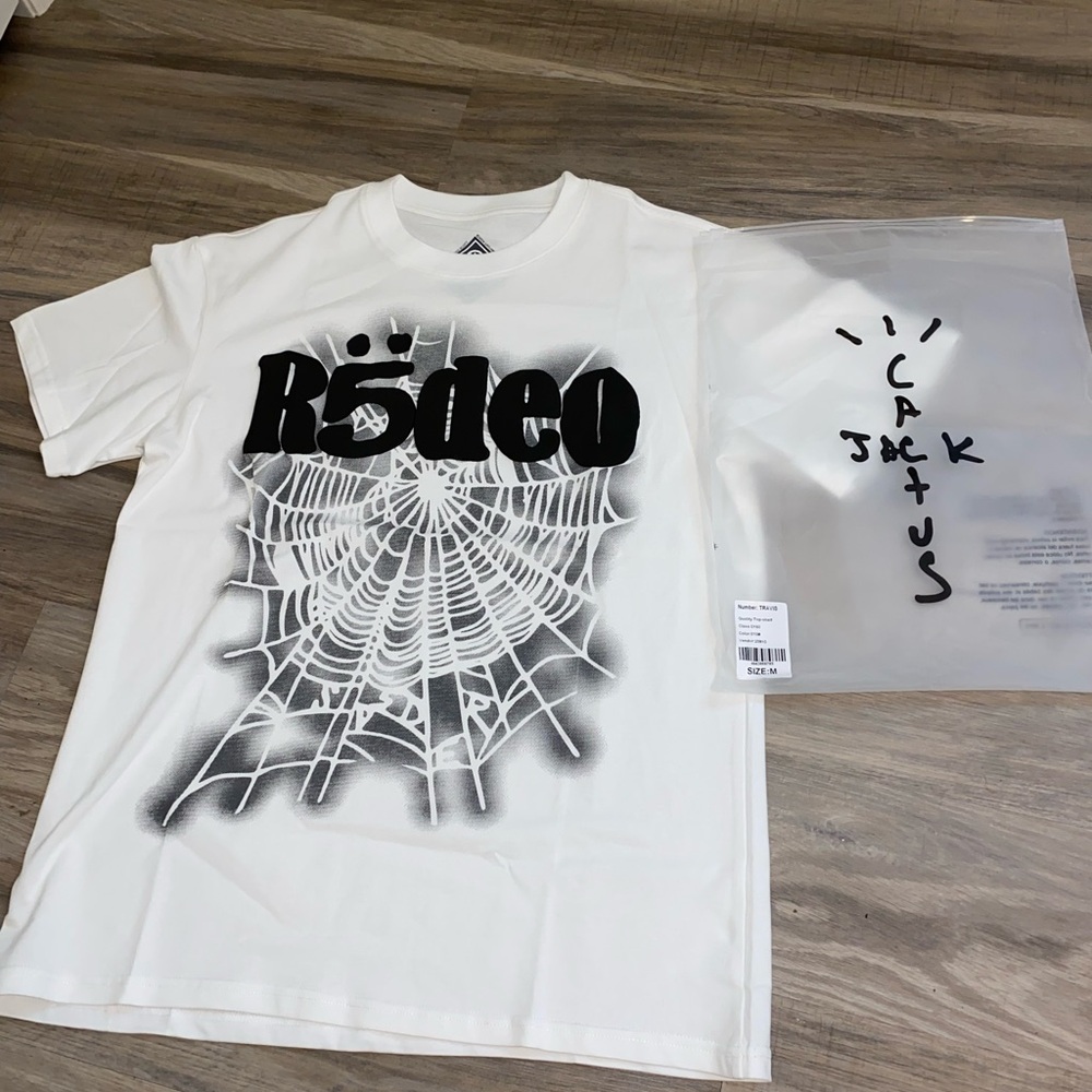 Travis Scott White and Black Graphic Short Sleeve Tee x Sp5der
